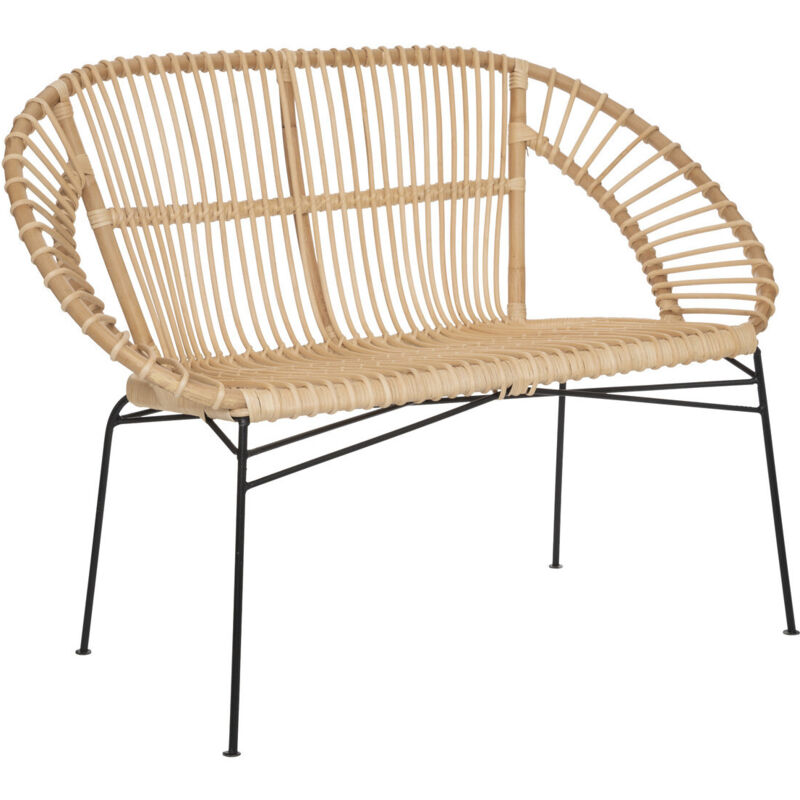 Banquette Keko 2 places rotin et métal - Atmosphera créateur d'intérieur