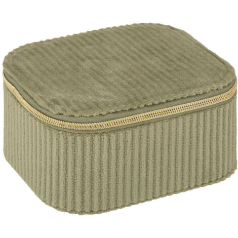 Atmosphera – Boîte à bijoux en velours 11cm – Compartimentée – Papier et polyester – Couleur verte – Design rectangulaire moderne