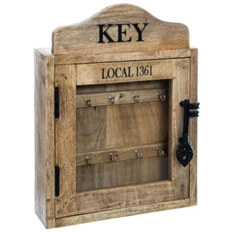 Atmosphera – Boîte à clés en bois manguier 30x8x40cm – Naturel – Rangement décoratif pour 5 clés – Design vintage pour intérieur