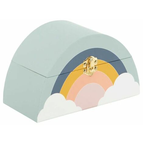 Atmosphera – Boîte à musique enfant arc-en-ciel 20cm – Papier et bois eucalyptus – Multicolore – Mélodie 'Musique de Nuit' de Mozart