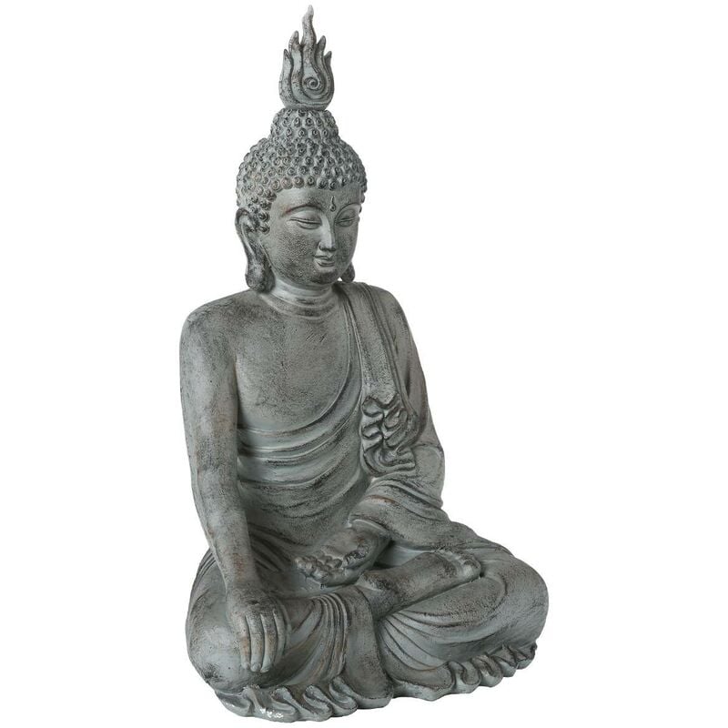 Atmosphera - Statuette Bouddha assis H106cm créateur d'intérieur - Gris