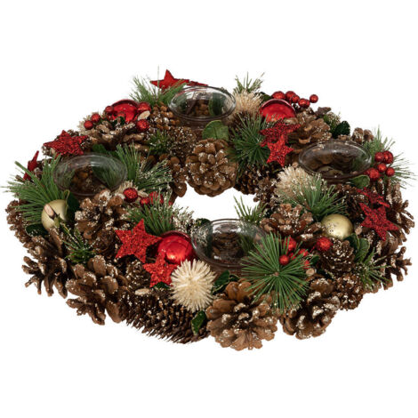 Atmosphera Bougeoir de Noël naturel rustique 34 cm
