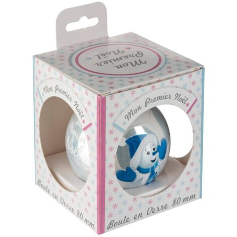 Atmosphera – Boule de Noël en verre luxe 80 mm – Couleur bleu – Dimensions 8x8 cm – Décoration élégante pour intérieur