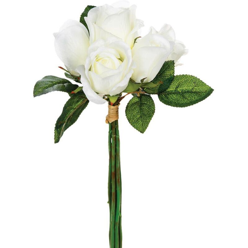 Bouquet de 7 roses artificielles blanc H30cm Atmosphera créateur d'intérieur - Blanc