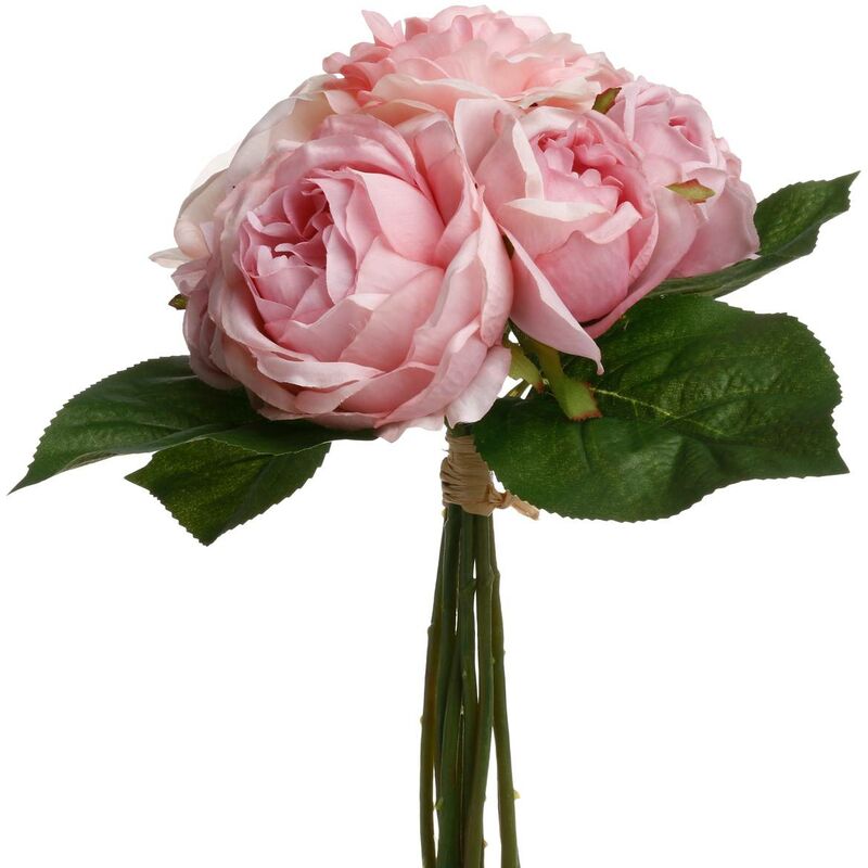 Bouquet de 9 roses artificielles rose H30cm - Atmosphera créateur d'intérieur - Rose