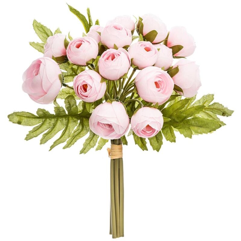 Bouquet de 18 mini camélias artificiels rose H30cm Atmosphera créateur d'intérieur - Rose