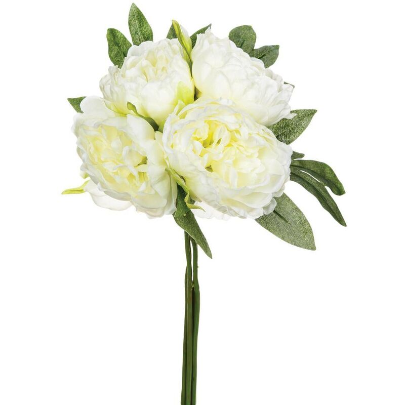 Bouquet de 4 pivoines articielles blanc H30cm Atmosphera créateur d'intérieur - Blanc