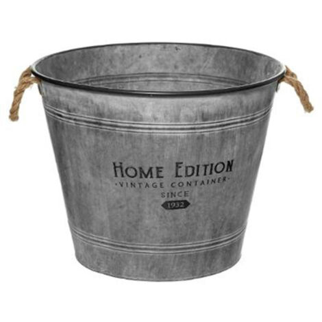 Atmosphera – Cache-pot en fer rond 49,5cm – Finition gris zinc – Décoration intérieure et extérieure – Poids léger 1,26kg