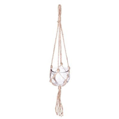 Atmosphera – Cache-pot en verre transparent 56cm – Finition jute végétal – Design élégant pour décoration intérieure – Dimensions D. 10 x H. 8 cm