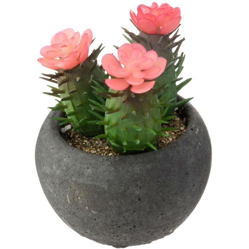 Cactus artificiel - pot en ciment - D6 - 5 cm - Atmosphera créateur d'intérieur - Modèle 2