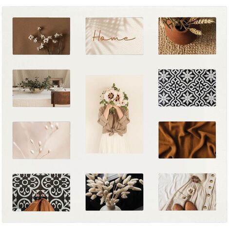 Atmosphera – Cadre pêle-mêle en bois MDF pour 11 photos 55 x 53 cm – Décoration intérieure chaleureuse – Emplacement central pour grande photo - BOIS 55 X