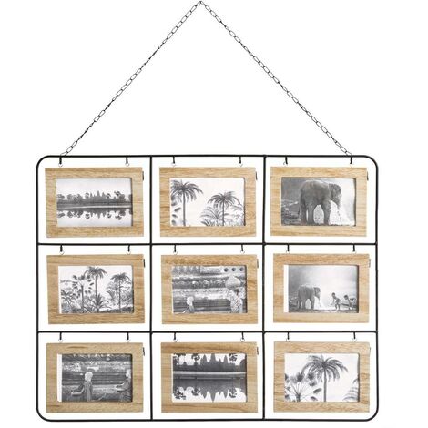 Atmosphera – Cadre pêle-mêle recto-verso 64 x 50 cm – 18 photos 10 x 15 cm – MDF, fer, PVC – Chaîne pour accrochage facile