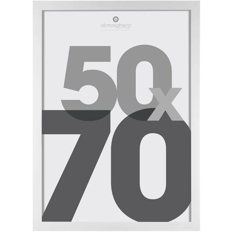 Atmosphera – Cadre photo blanc 50 x 70 cm – Verre de protection – Installation murale facile – Design épuré pour intérieur moderne