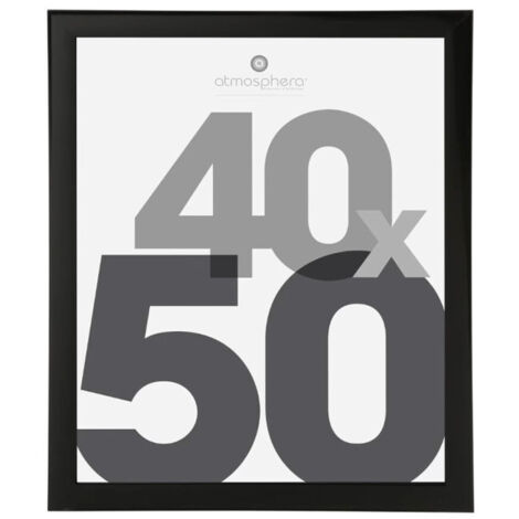 Atmosphera – Cadre photo classique 40x50cm noir – MDF et verre – Accroches métalliques incluses – Pour décoration intérieure élégante