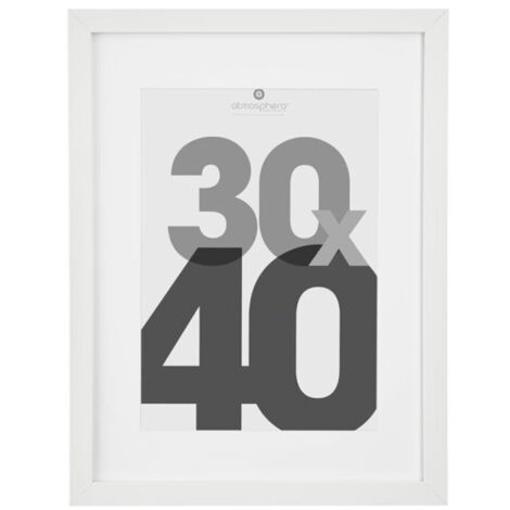 Atmosphera – Cadre photo en bois blanc 30x40cm – MDF et verre – Passe-partout inclus – 2 formats de photo adaptables