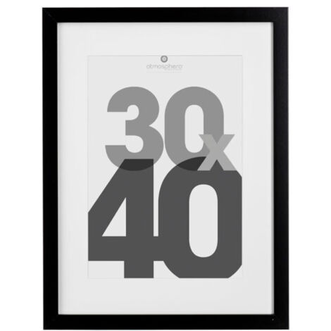 Atmosphera – Cadre photo en bois noir 30x40cm – MDF et verre – Passe-partout inclus – 2 formats de photo adaptables