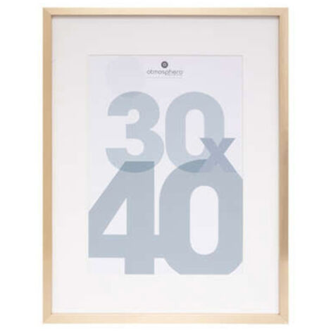 Atmosphera – Cadre photo en verre 30x40cm or – MDF et verre – Passepartout inclus – Accroche verticale et horizontale
