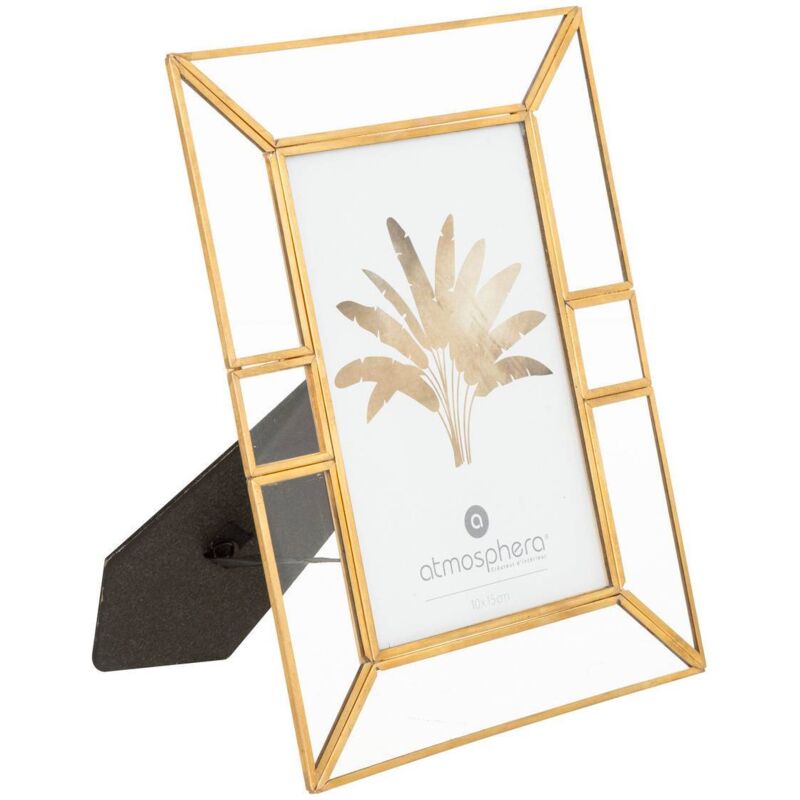 Cadre photo en métal doré et verre pour photo 10 x 15 cm Atmosphera design élégant et créateur d'intérieur