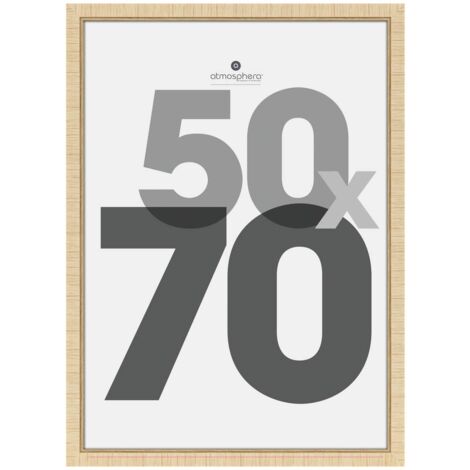 Atmosphera – Cadre photo Théa beige 50x70cm – Crochets d'accroche fournis – Installation murale horizontale ou verticale