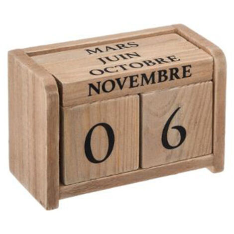 Atmosphera – Calendrier en bois Paulownia 11cm – Dimensions L. 11 x l. 5,5 x H. 7,5 cm – Finition naturelle pour décoration intérieure