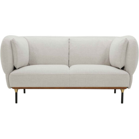 Atmosphera – Canapé droit 2 places gris souris – Tissu chiné – Pieds en fer – Design contemporain avec dossier arrondi – Confort optimal pour salon