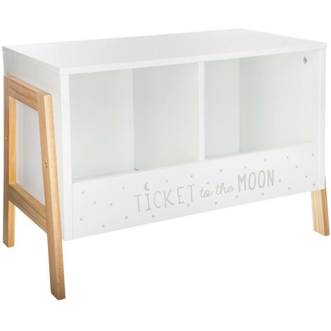 Atmosphera – Casier de rangement 2 compartiments blanc – Dimensions L. 60 x P. 30 x H. 40 cm – Structure en MDF et pieds en pin – Pour chambres d'enfants