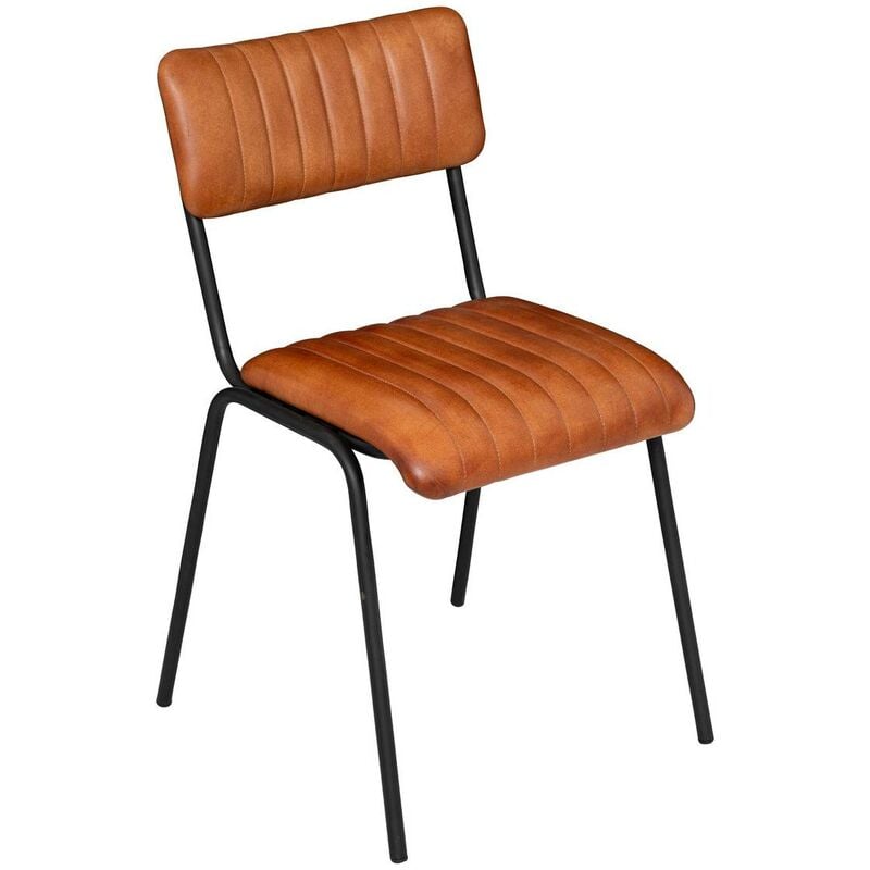 Chaise Dario métal cuir marron cognac Atmosphera créateur d'intérieur