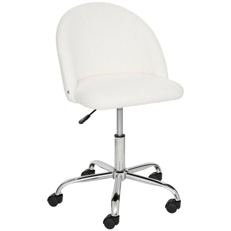 Atmosphera - Chaise de bureau Geos bouclette blanc créateur d'intérieur