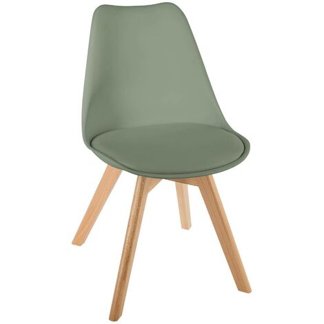 Atmosphera – Chaise diner Baya kaki – Assise en polypropylène avec rembourrage mousse – Pieds en bois de hêtre – Dimensions L. 48 x P. 55 x H. 81 cm