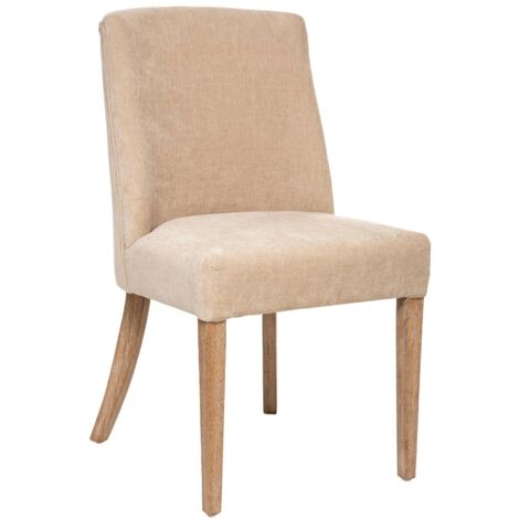 Atmosphera – Chaise Livia beige – Assise épaisse et dossier rembourré – Pieds en bois d'hévéa – Dimensions L. 49,5 x P. 58,5 x H. 89,5 cm