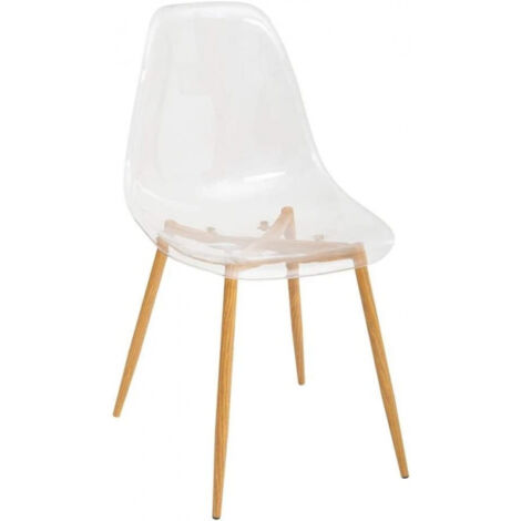 Atmosphera – Chaise transparente en polycarbonate Taho – Pieds en métal imitation chêne – Dimensions 46x54x85 cm – Hauteur d'assise 44 cm