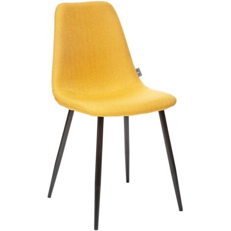 Atmosphera – Chaise Tyka jaune en tissu et métal – Hauteur d'assise 48 cm – Design moderne pour salle à manger ou bureau – Montage facile