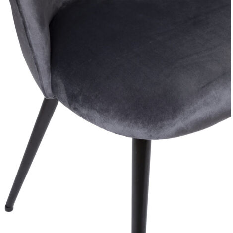 Atmosphera – Chaise velours Slano – Couleur gris – Dimensions L. 52 x P. 54 x H. 84 cm – Hauteur d'assise 47 cm – Structure en contreplaqué