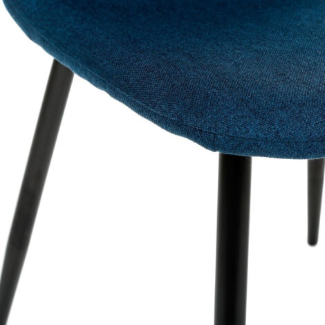 Atmosphera – Chaise vintage pieds métal noir – Dossier confortable – Hauteur d'assise 48 cm – Dimensions L. 44 x P. 51 x H. 85,5 cm – Couleur bleu