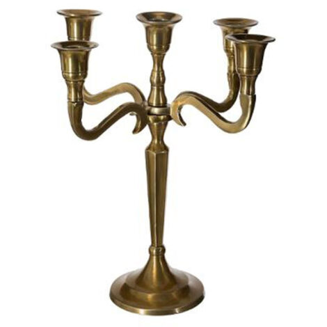 Atmosphera – Chandelier en métal 5 têtes 27cm – Finition dorée – Aluminium et fer – Ambiance chaleureuse pour dîners et événements