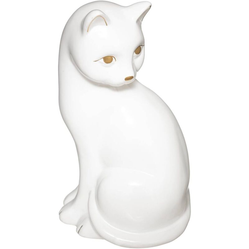 Statuette chat Mya en céramique blanc H26cm Atmosphera créateur d'intérieur