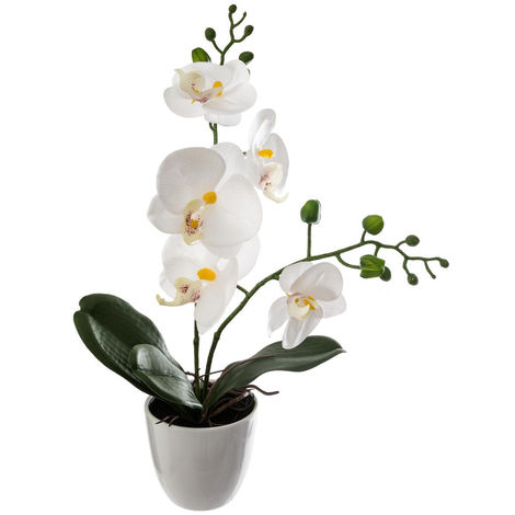 Atmosphera - Composition florale artificielle Orchidée dans son pot H 43 cm