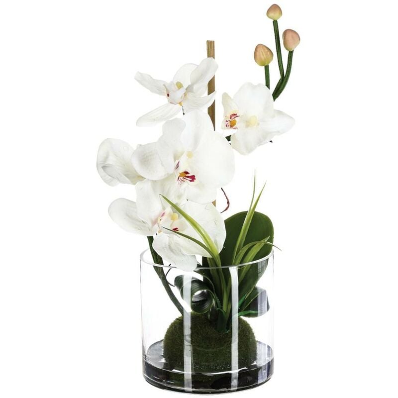 Composition d orchidées artificielles vase verre H37cm Atmosphera créateur d'intérieur