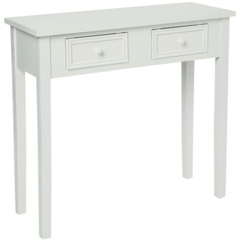 Atmosphera – Console 2 tiroirs Charme 80cm blanc – Structure MDF et pieds en pin – Finition peinture nitrocellulose pour brillance durable