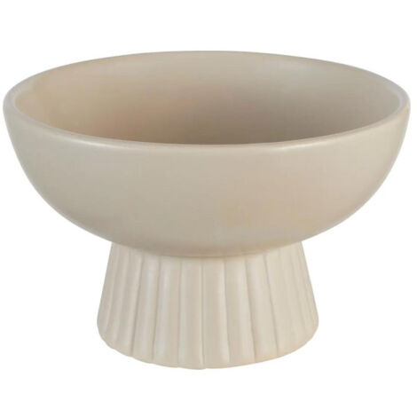 Atmosphera – Coupelle déco en céramique 22cm – Matière dolomite – Couleur beige – Design sur pied élégant pour décoration intérieure