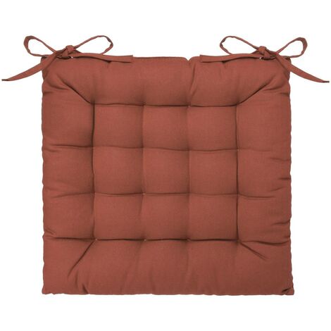 Atmosphera – Coussin de chaise carré 38 × 38 cm en coton terracotta – Housse résistante avec ficelles – Confort et style pour intérieur