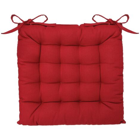 Atmosphera – Coussin de chaise carré rouge 38x38 cm – Coton recyclé – Épaisseur 6 cm – Confort optimal pour chaises en bois et plastique