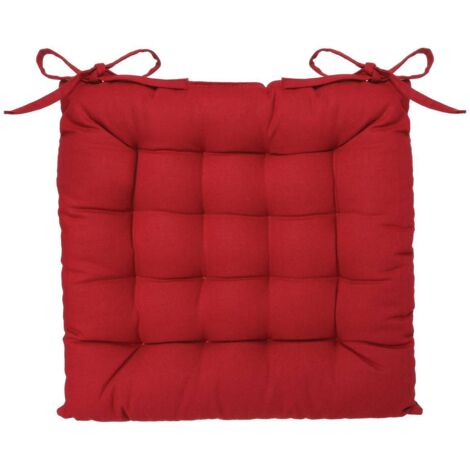 Atmosphera – Coussin de chaise carré rouge 38x38 cm – Coton recyclé – Épaisseur 6 cm – Confort optimal pour chaises en bois et plastique
