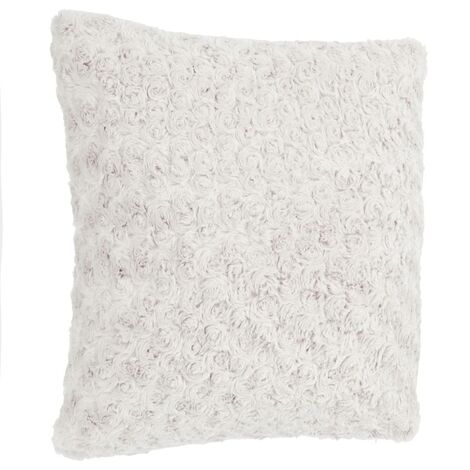 Atmosphera – Coussin de sol en fausse fourrure bouclée beige 45x45 cm – Déhoussable avec zip – Lavable en machine à 30° – Effet raffiné