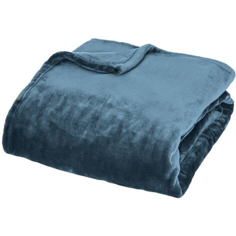 Atmosphera Cuddly plaid bleu égéen en flanelle synthétique