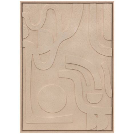 Atmosphera – Déco murale 3D Azra beige 50x70cm – MDF durable et cadre en bois – Texture en relief pour profondeur – Accrochage vertical ou horizontal