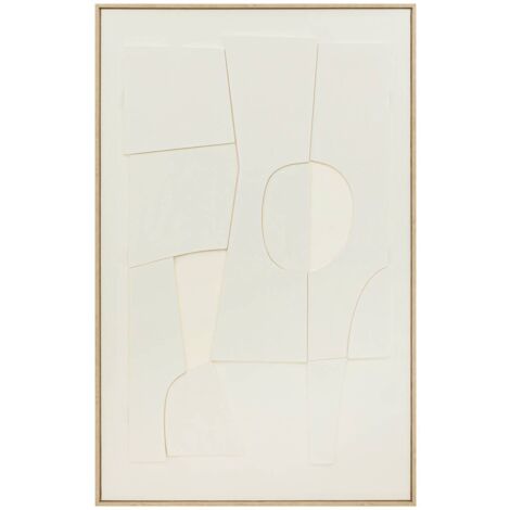 Atmosphera – Déco murale 3D Yelena blanc 116x75cm – Toile texturée élégante – Fixation verticale ou horizontale – Pièce maîtresse moderne