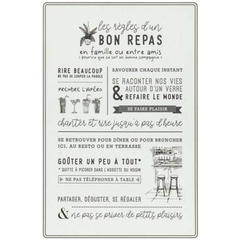 Atmosphera – Déco murale citations en métal 38 x 58 cm – Style rétro vintage – À suspendre – Pour cuisine et espaces industriels