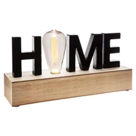 Atmosphera – Décoration lumineuse LED 'Home' 34cm noir – MDF & PET – Fonctionne avec piles – Design moderne pour intérieur