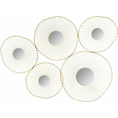 Atmosphera – Décoration murale 5 miroirs en métal doré 79 x 60,5 cm – Pour couloirs et bureaux – Réfléchit la lumière et agrandit l'espace